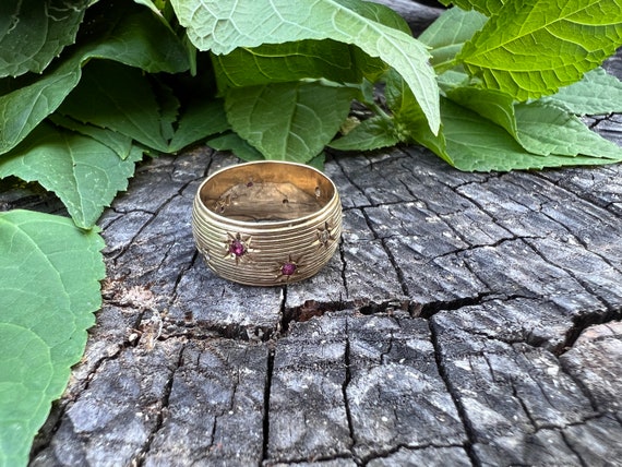 Wide Ruby Band, Diamond and Ruby Band, Ruby Wide … - image 8