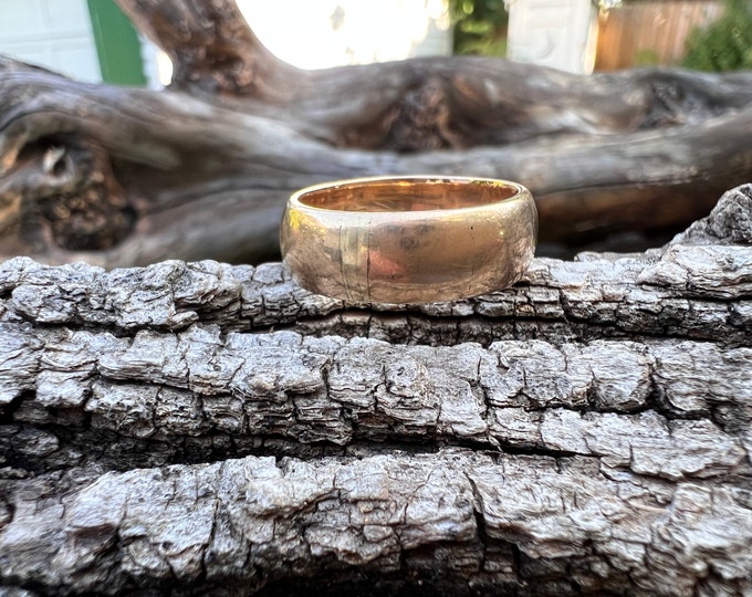 Victorian Gold Band, 18K Gold Band, Wide Gold Band, Gold Stacking Band, Gold Band Size 6