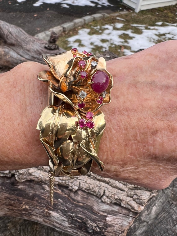 Ruby and Diamond Cuff, Ruby Cuff, Ruby Bangle,  R… - image 9