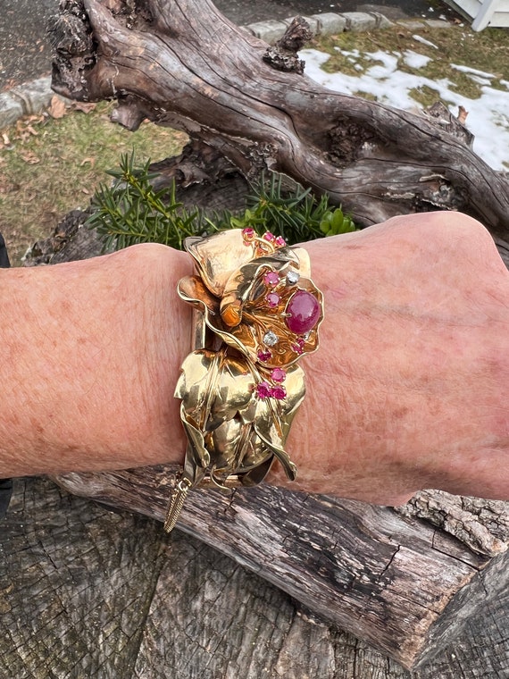 Ruby and Diamond Cuff, Ruby Cuff, Ruby Bangle,  R… - image 6