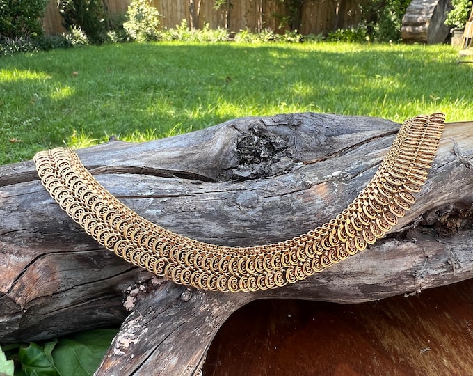 Cleopatra Gold Choker, Gold Choker, Yellow Gold Choker, Wide Gold Necklace,