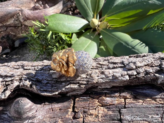 Diamond Flower Ring, Diamond Cluster Ring, Diamon… - image 1