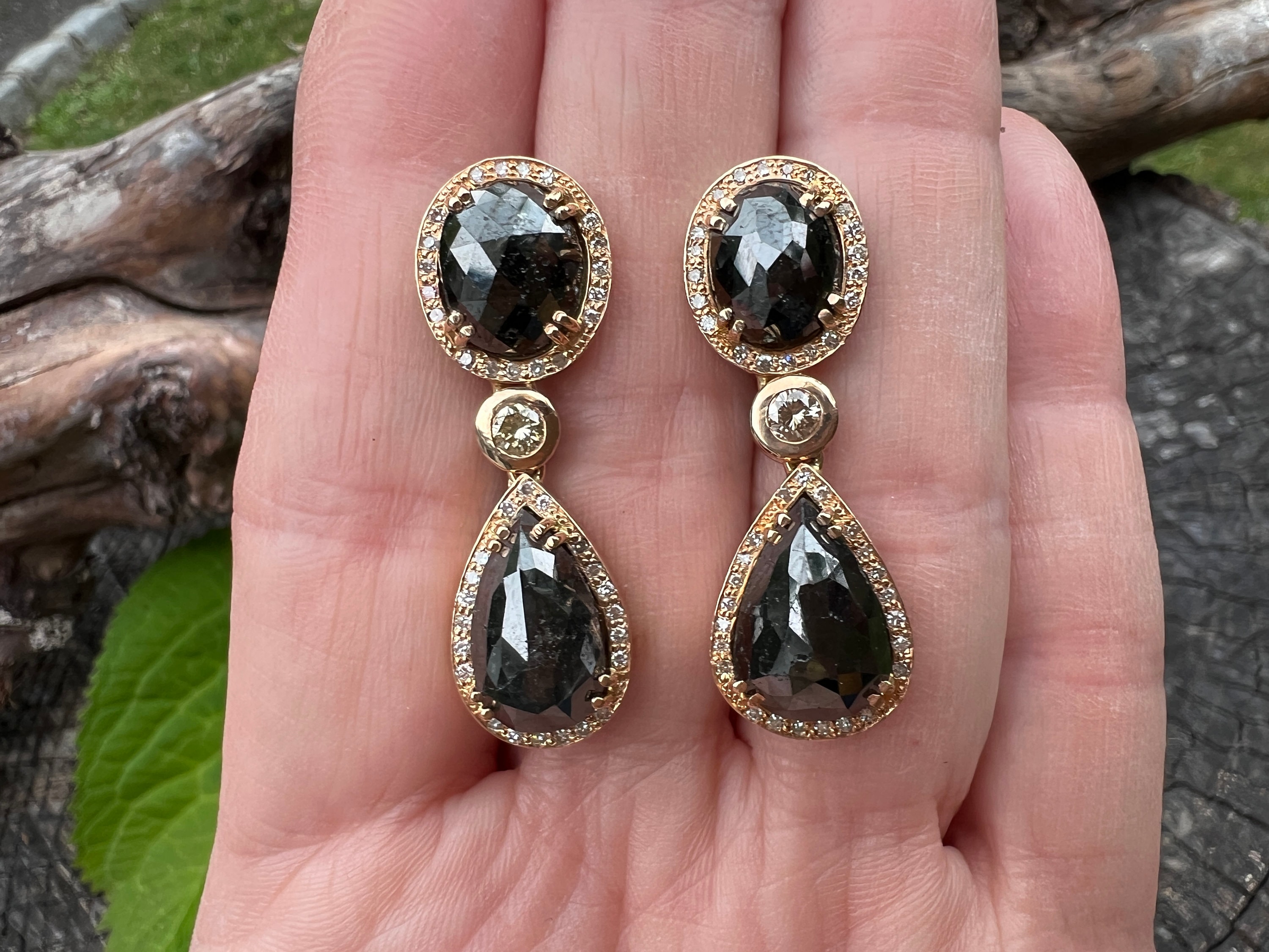 Fake black diamond earrings hot sale
