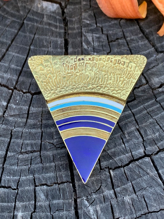 Gold Triangle Pendant, Large Triangle Pendant, En… - image 9