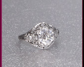 Art Deco Engagement Ring, 1930s Engagement Ring, Antique Engagement, Deco Engagement,  Alternative Ring, Art Deco Ring, Filigree Engagement,