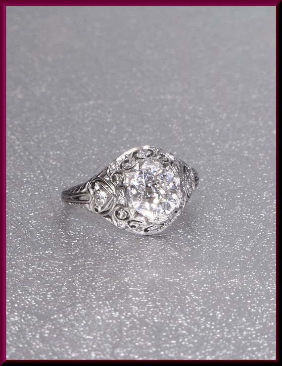 Art Deco Engagement Ring, 1930s Engagement Ring, Antique Engagement, Deco Engagement,  Alternative Ring, Art Deco Ring, Filigree Engagement,