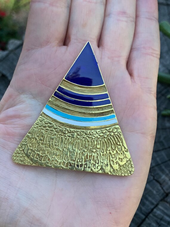 Gold Triangle Pendant, Large Triangle Pendant, En… - image 2