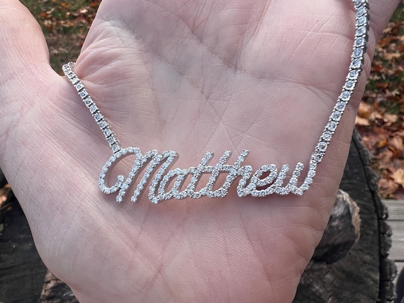 Diamond Matthew Name Plate, Matthew Name Necklace… - image 15