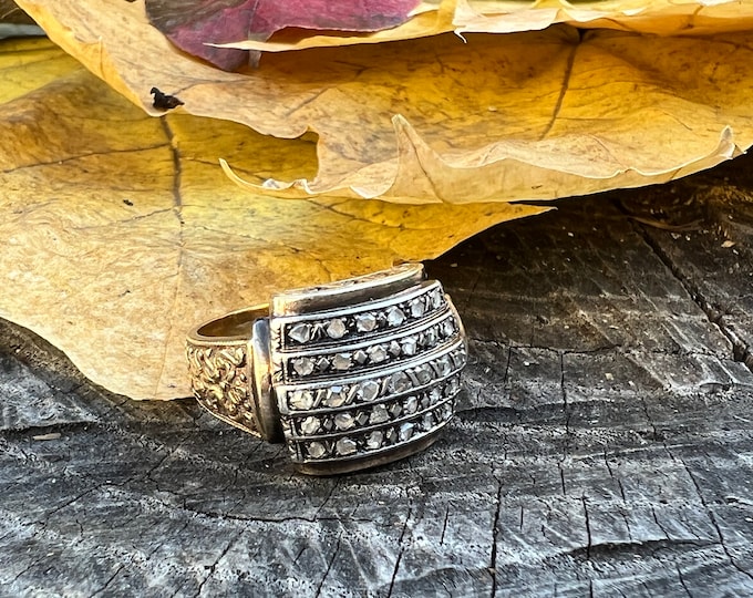 Antique Cluster Ring, Diamond Cluster Ring, Rose Cut Diamond Ring, Victorian Ring, Stacking Ring