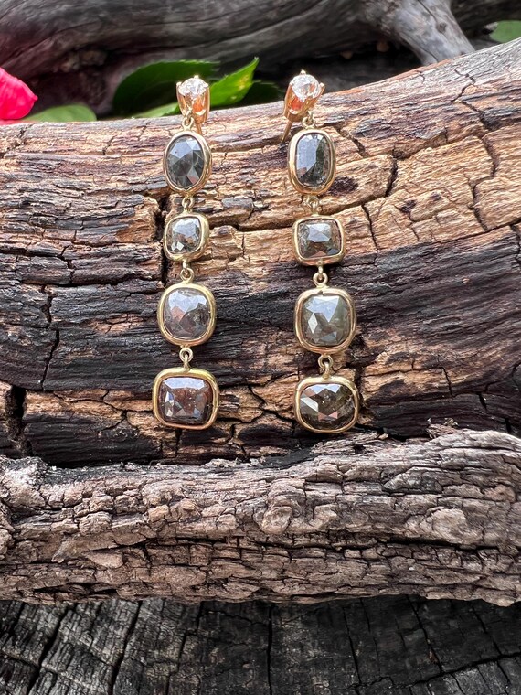 Black Diamond Dangle Earring, Diamond Dangle Earr… - image 7