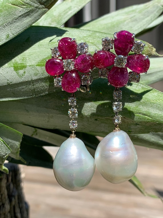 Cabochon 2024 ruby earrings