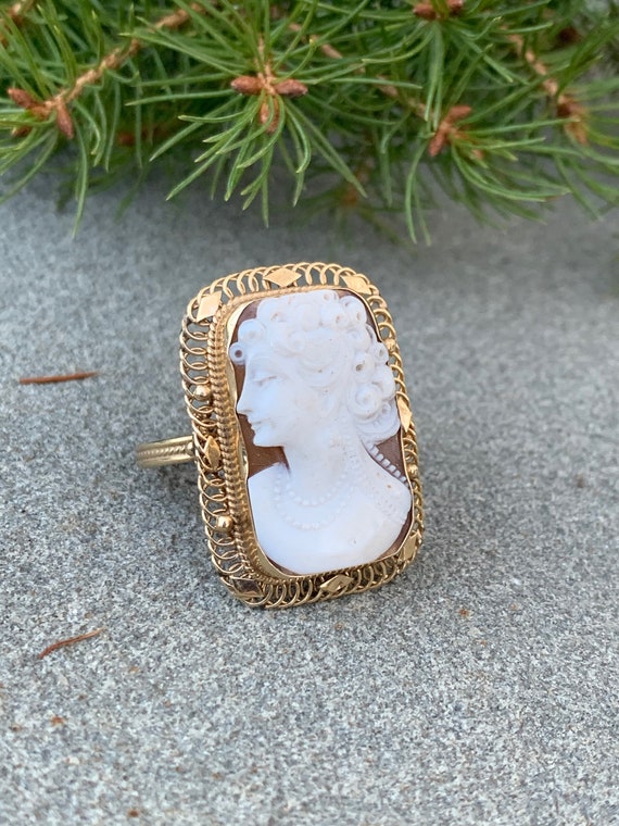 Gold Cameo Ring, Cameo Statement Ring