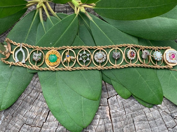 Slide Bracelet, Charm Bracelet, Victorian Charms,