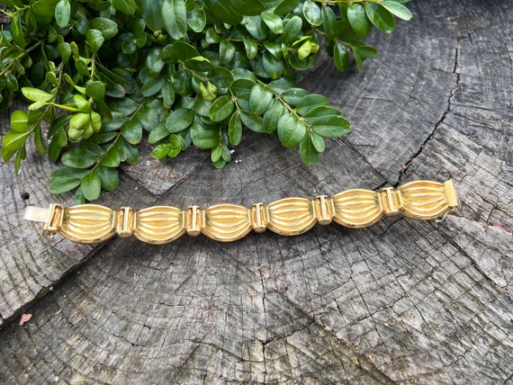 Wide Gold Bracelet, Chunky Wide Gold Bracelet, 19… - image 4