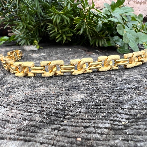 Wide Gold Bracelet, Chunky Wide Gold Bracelet, 1960s Gold Bracelet