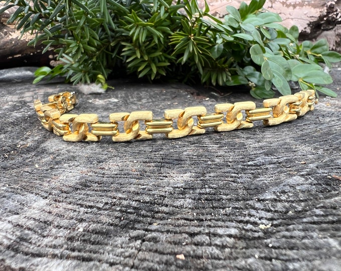 Wide Gold Bracelet, Chunky Wide Gold Bracelet, 1960s Gold Bracelet