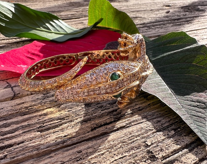Alligator Bangle, Crocodile Bangle, Diamond Alligator Bangle,  Exquisite Animal Bracelet, Animal Bangle, Animal Bracelet, Animal Jewelry