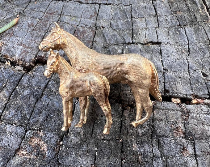 Gold Horse Pin, Gold Horse Brooch, Equestrian Pin, Horse Jewelry