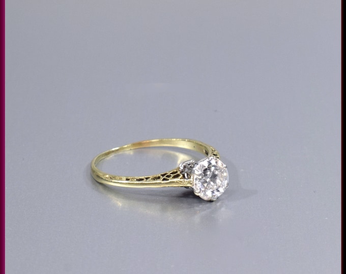Antique Diamond Engagement Ring Filigree Engagement Ring with Old European Cut Diamond Platinum Wedding Ring - ER 646M