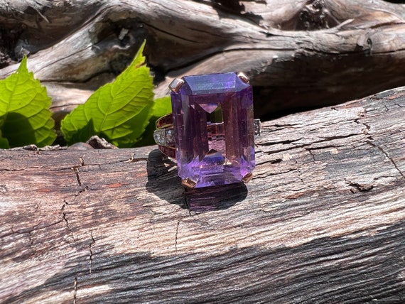 Amethyst Ring, Amethyst and Diamond Ring,  Amethy… - image 7