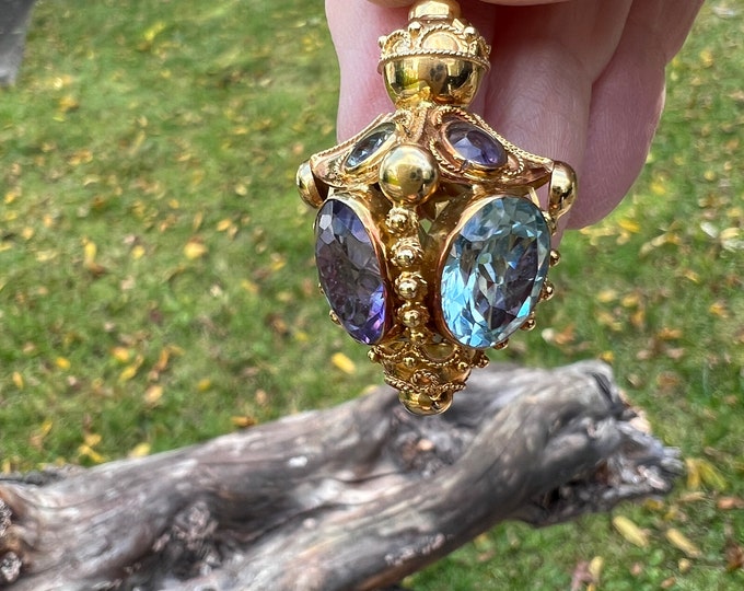 Topaz Venetian Charm, Blue Topaz Charm, Amethyst Charm, Amethyst Pendant, Amethyst  Necklace