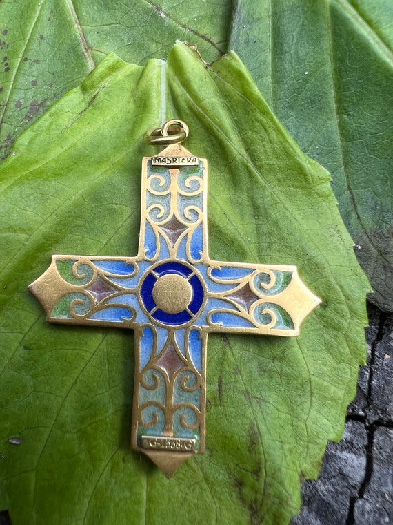 Enamel Cross, Ornate Gold Cross, Masriera Cross, … - image 4