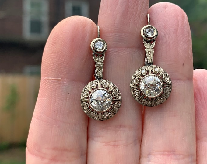 Deco Diamond Dangle Earrings, Art Deco Drops, Diamond Drop Earrings, Diamond Dangles, Diamond Drops