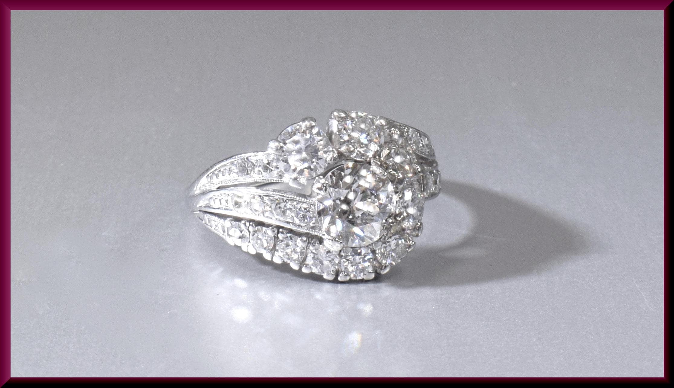 Sold at Auction: ANTIQUE DIAMOND COCKTAIL RING IN YELLOW GOLD WITH PLATINUM  VIEWS