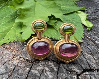 Tourmaline Earrings, Pink Tourmaline Earring, Green Tourmaline Earrings