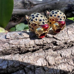 Leopard Cufflinks, Enamel Cufflinks, Enamel Leopard Cufflinks, Leopard Jewelry, Animal Jewelry, Animal Cufflinks, Grooms Gift