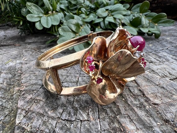 Ruby and Diamond Cuff, Ruby Cuff, Ruby Bangle,  R… - image 2