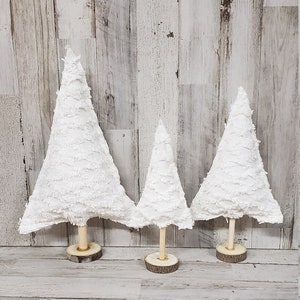 Chenille Fabric Christmas Trees, Chenille Decor, Farmhouse Winter Decor, Farmhouse Christmas Decor, Christmas Mantel, Winter Mantel Decor