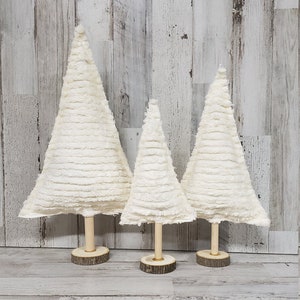 Chenille Fabric Christmas Trees, Chenille Decor, Farmhouse Winter Decor, Farmhouse Christmas Decor, Christmas Mantel, Winter Mantel Decor