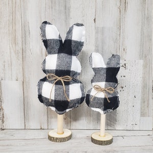 Buffalo Plaid Stuffed Fabric Bunny Decor / Easter Mantel Decor/ Farmhouse Easter Decor / Spring Decor / Buffalo Bunny