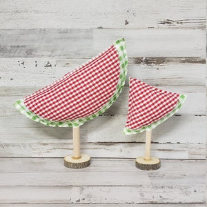 Watermeloen op houten standaard / watermeloen gelaagde dienblad / stof fruitvuller / watermeloen decor / gelaagde dienblad decor / boerderij keuken decor