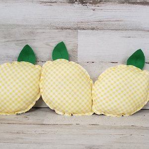 Yellow Plaid Fabric Lemons / Lemon Home Decor / Summer Decor / Lemon Tier Tray / Lemon Vignettes / Spring Lemon Decor / Plush Lemon