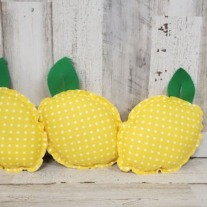 Polka Dot Fabric Lemons / Lemon Home Decor / Summer Decor / Lemon Tier Tray / Lemon Vignettes / Spring Lemon Decor / Plush Lemon