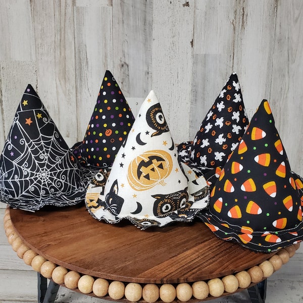 Mini Fabric Witch Hat / Witch Hat Decor / Halloween Tiered Tray Filler / Witch Hat Peg / Witch Centerpiece / Hocus Pocus Inspired