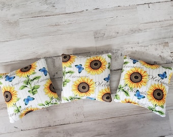 Mini Sunflower Pillows / Farmhouse Summer Decor / Sunflower tier tray / Sunflower & Butterfly Bowl Filler / Summer Coffee Bar