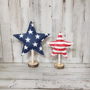 Farmhouse Fabric Stars / Fabric Stars / Independence Day Mantel Decor /Independence Day Decor/4th July Tiered tray filler / Patriotic Mantel