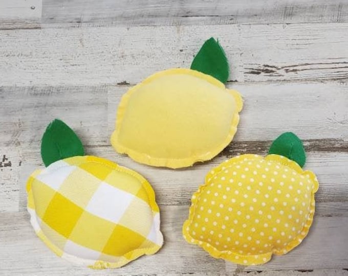 Set of 3 Fabric Lemons / Lemon Home Decor / Summer Decor / Etsy