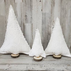 Chenille Fabric Christmas Trees, Chenille Decor, Farmhouse Winter Decor, Farmhouse Christmas Decor, Christmas Mantel, Winter Mantel Decor