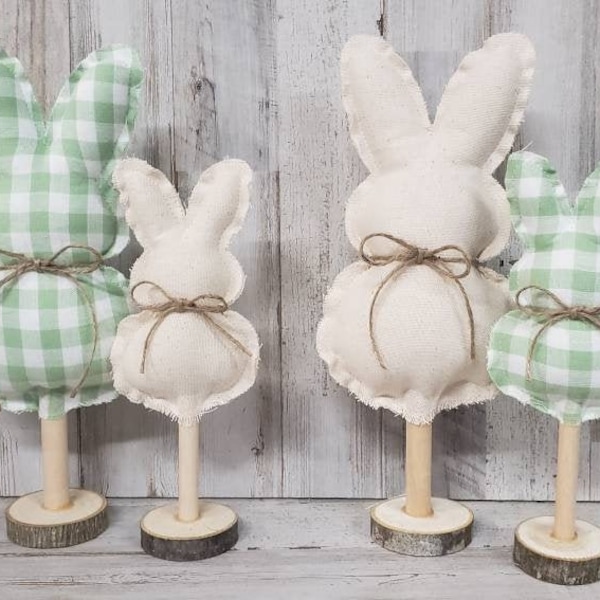 Easter Mantel / Neutral Fabric Bunnies / Linen Cloth Bunnies / Farmhouse Easter / Spring Bowl Filler / Easter Tier Tray / Neutral Decor