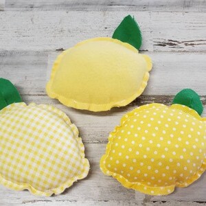 Set of 3 Fabric Lemons / Lemon Home Decor / Summer Decor / Lemon Tier Tray / Lemon Vignettes / Spring Lemon Decor / Plush Lemon