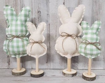 Easter Mantel / Neutral Fabric Bunnies / Linen Cloth Bunnies / Farmhouse Easter / Spring Bowl Filler / Easter Tier Tray / Neutral Decor