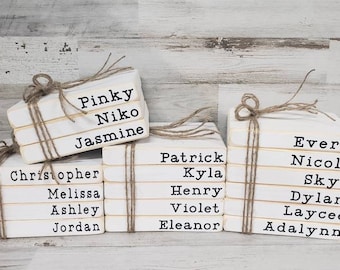 Faux Mini Wooden Books, Personalized books, Custom Name Books, Stacked Books, Farmhouse Books, Tiered Tray Filler