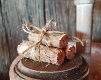 Christmas Tiered Tray Decor, Mini Wood Log Bundle, Rustic Decor, Mini Wood Logs, Tiered Tray Fillers, Farmhouse Christmas Decor