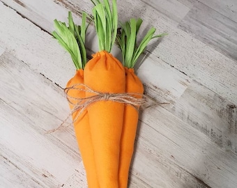 Set of 3 Easter Orange Fabric Carrots  / Stuffed Carrots / Farmhouse Easter / Spring Bowl Filler