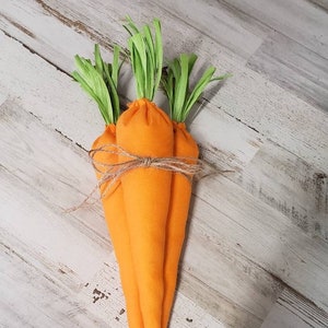 Set of 3 Easter Orange Fabric Carrots  / Stuffed Carrots / Farmhouse Easter / Spring Bowl Filler