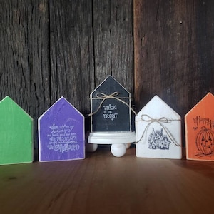 Halloween Wood House Sign / Halloween Decor / Haunted House Sign /  House Shape Sign / Halloween Tier Tray Decor/ Halloween Tier Tray Sign